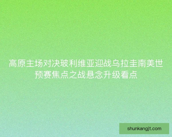 高原主场对决玻利维亚迎战乌拉圭南美世预赛焦点之战悬念升级看点 高原主场对决玻利维亚迎战乌拉圭南美世预赛焦点之战悬念升级看点