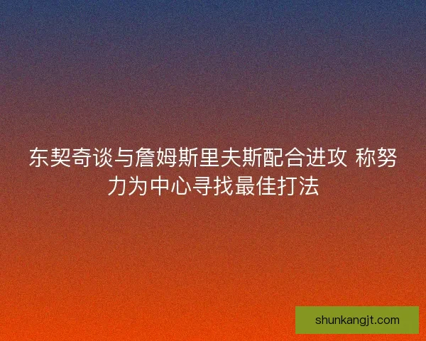 东契奇谈与詹姆斯里夫斯配合进攻 称努力为中心寻找最佳打法 东契奇谈与詹姆斯里夫斯配合进攻 称努力为中心寻找最佳打法
